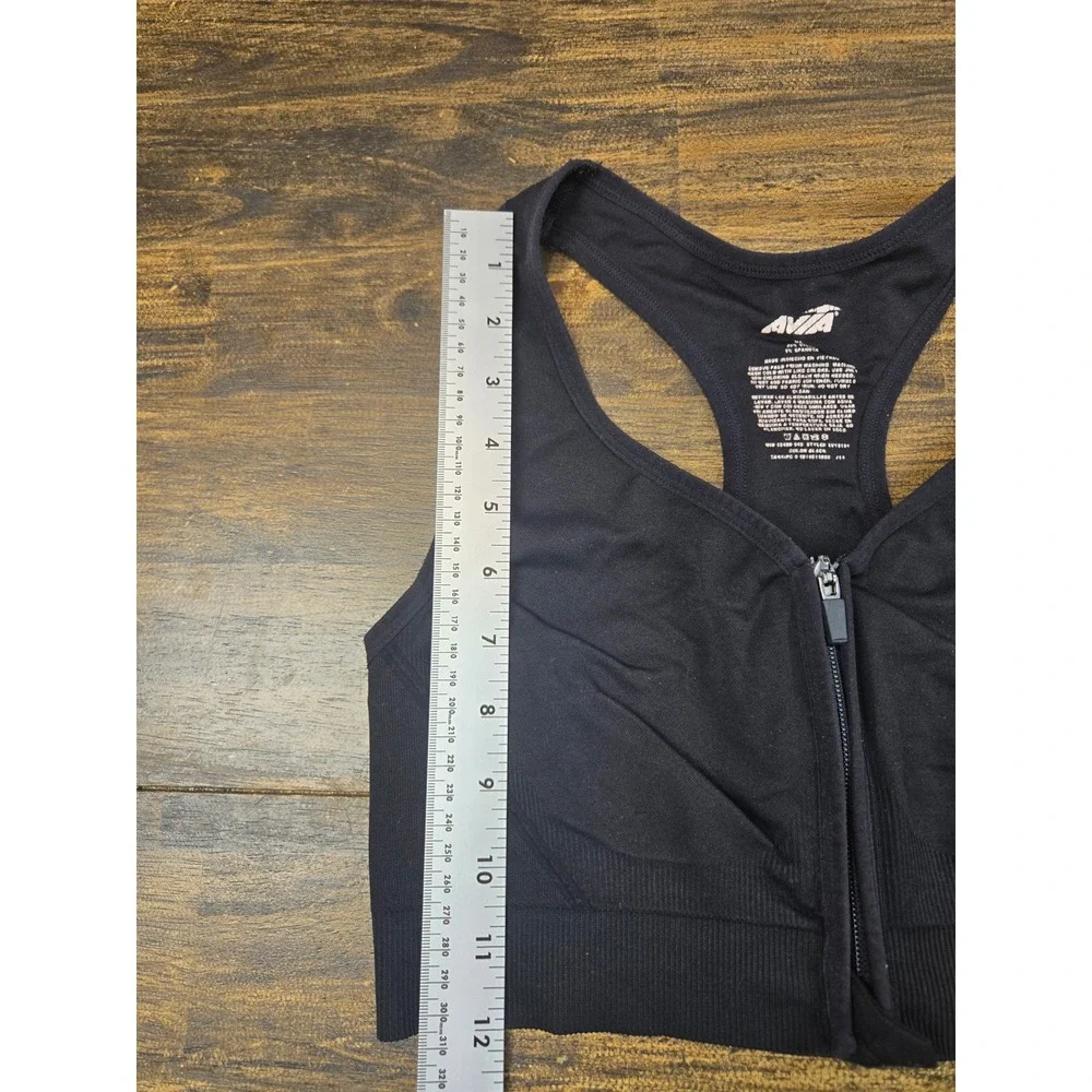 Avia Womens Seamless‎ Front Zip Racerback Sports Bra Black XL AV18191